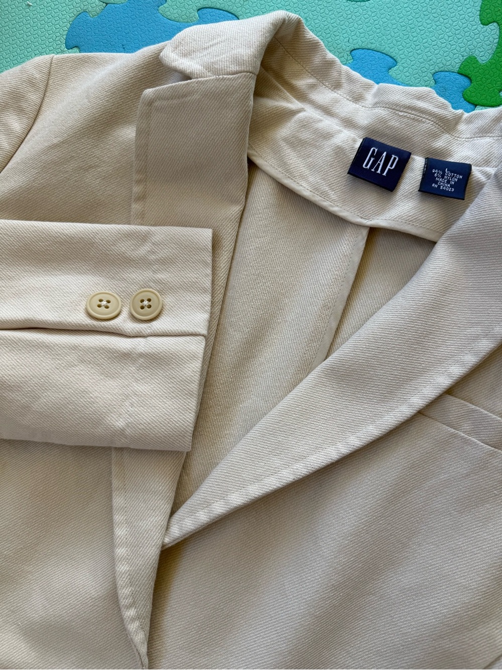Vintage GAP Beige Cotton Twill Blazer Jacket Neutrals Size L